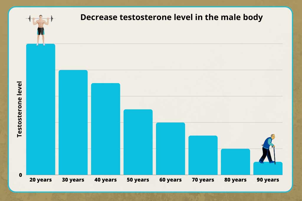 Male testosterone level through the years